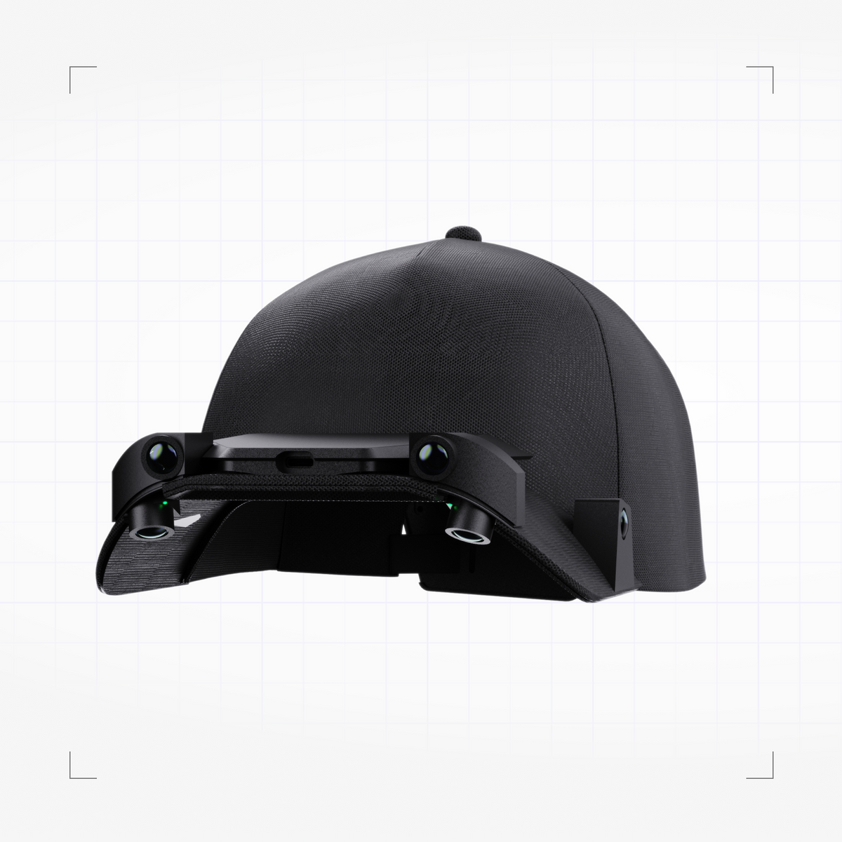 Official product render of the rolling-shutter RoboCap wearable camera rig